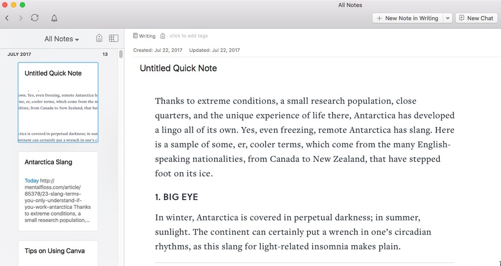 Evernote clipping example